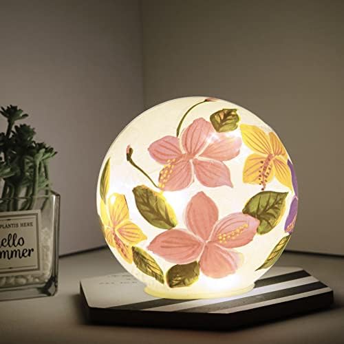 Üveggolyó Fény Pattog LED-es Éjszakai Fény, Virág Minta, Toll, Festék Globe Üveg asztali Lámpa, Gömb Bíboros