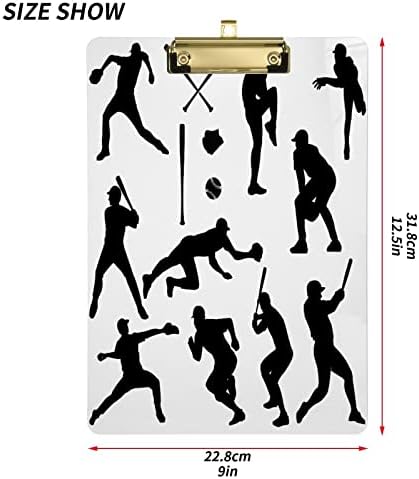 Glaphy Baseball Játékos Fekete Vágólapra A4 Letter Méretű táblával Officemates, Diákok, Tanárok, Nők,