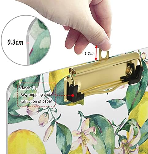 Sárga Gyümölcs, Citrom, Műanyag Vágólap 9x12.5Akril Papírok Alacsony Profilú Klip A4 Letter Méretű, nagy