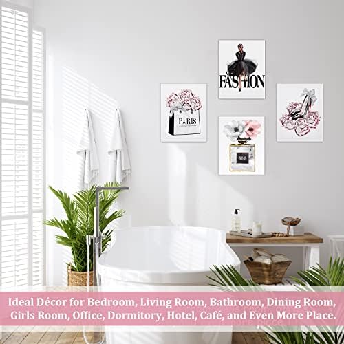 CoziTech Divat Női Vászon Wall Art Keretes, Modern Grafika, a Lányok, Hálószoba, Fali Dekor Rózsaszín