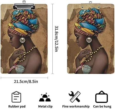 Ykklima Afro Afro-Amerikai Nő Minta, Akril, Fém Vágólap, Alacsony Profil Klip A4 Méretű Normál Klip Testület