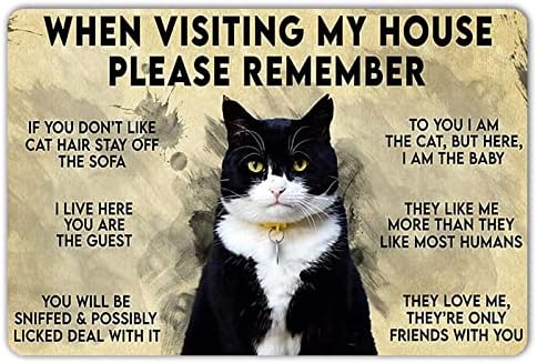 Wisesign Fekete Macska Poszter, Amikor Meglátogatta A Ház Kérjük, ne feledje, Aranyos Macska Fém Jelek