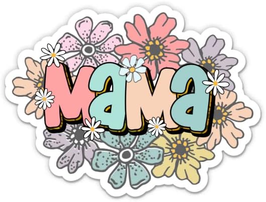 Mama Aranyos Virágos Matrica - 5 Laptop Matrica - Vízhatlan Pvc Autó, Telefon, Víz, Üveg - Elég Anya Mama