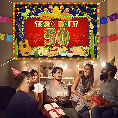 HAMIGAR 6x4ft Boldog 50-ik Születésnapját Banner Háttérben - Taco Lenne, 50 Fiesta Mexikói Kaktusz Szülinapi