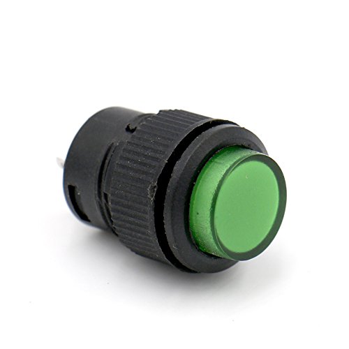 Baomain nyomógombos Kapcsoló 4 Terminálok Reteszelés Típusa Zöld LED Lámpa Kerek DC 3V 5 Pack
