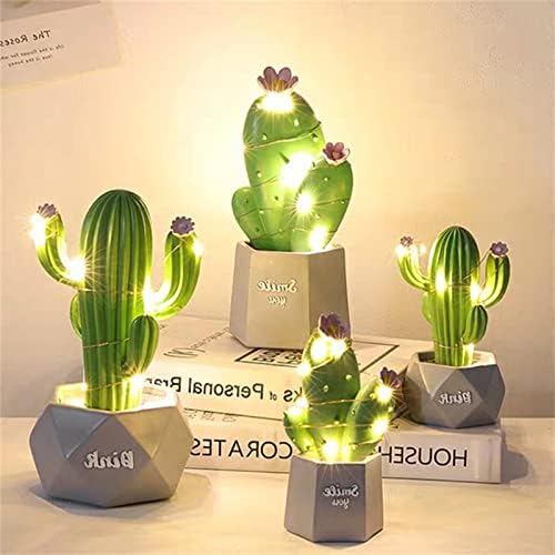 TOKZON Kaktusz Gyanta Éjszakai Fény, Kreatív Led 3D-s Szimuláció Növény Kaktusz Stílusú Lámpa elemes Kaktusz