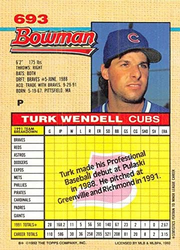1992 Bowman 693 Török Wendell - Chicago Cubs