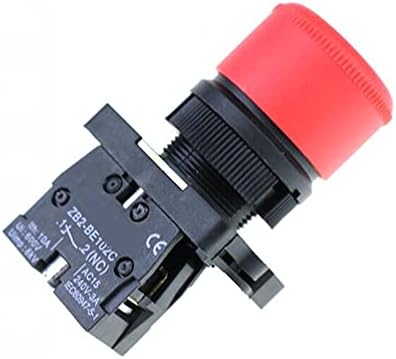 UNCASO 22mm NC Piros vészleállító Nyomógomb Kapcsoló+NC AC660V/10A XB2-BS542