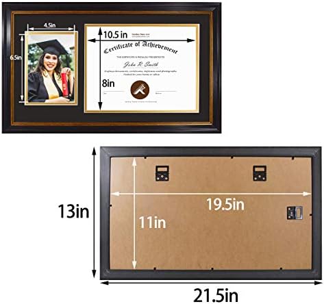 A Golden State Art, 11x19.5 Diploma Keret 8.5x11 Bizonyítvány, illetve 5x7 Kép - 2 Nyílások - Fekete Arany