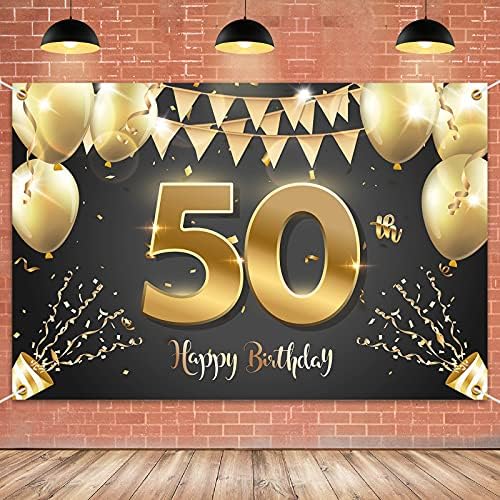HAMIGAR 6x4ft Boldog 50-ik Születésnapját Banner Háttérben - 50 Éves Szülinapi Dekoráció, Party Kellékek,