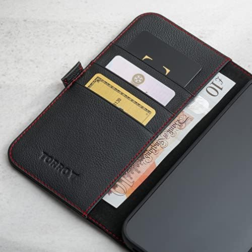 TORRO Bőr tok Kompatibilis az iPhone 14 – Valódi Bőr MagSafe Kompatibilis Pénztárca tok Memóriakártya-tartó