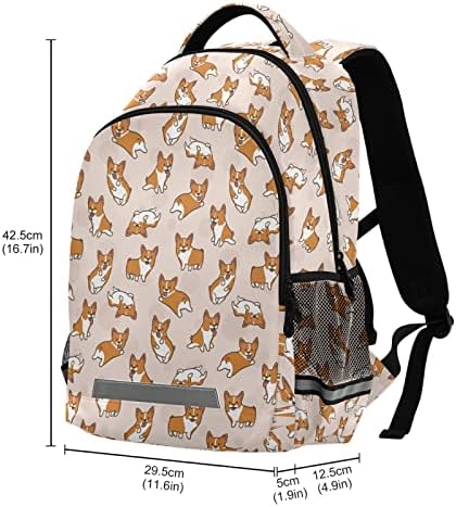 ALAZA Aranyos Kis Corgi Kutyák Hátizsákok Utazási Laptop Daypack Iskola Könyv, Táska, Férfiak, Nők, Tizenéves