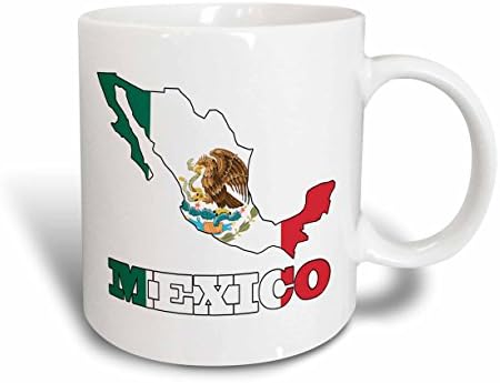 3dRose mug_58735_1 Mexikói zászlót a vázlatos térkép a leveleket Mexikóba. Kerámia Bögre, 11 oz, Többszínű