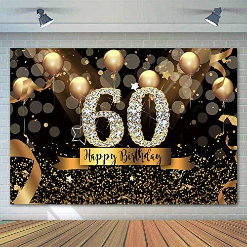 Sensfun Boldog a 60-ik Születésnapját Hátteret Felnőtt Parti 10x8ft Bokeh Kör Csillogó Arany Léggömb Fotózás