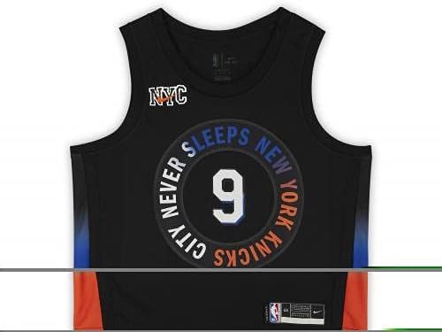 RJ Barrett New York Knicks Dedikált Nike Fekete 2020-21 Város Kiadás Swingman Jersey a Maple Mamba Felirat,