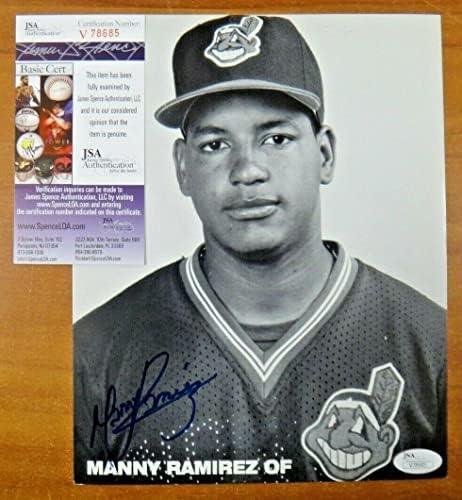 Manny Ramirez Aláírt az Újonc Évben a 7,5 x 9.5 Fotó SZÖVETSÉG COA - Dedikált MLB Fotók