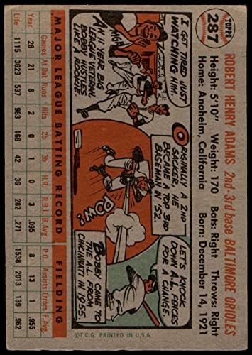 1956 Topps 287 Bobby Adams Baltimore Orioles (Baseball Kártya) JÓ Orioles