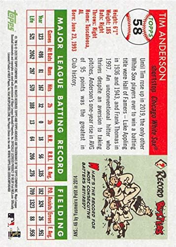 2020 Topps Archives 58 Tim Anderson Chicago White Sox Baseball Kártya