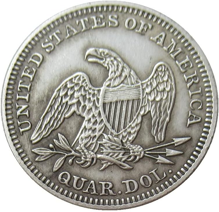 Egyesült ÁLLAMOK 25 Cent Zászló 1853 Ezüst Bevonatú Replika Emlékérme