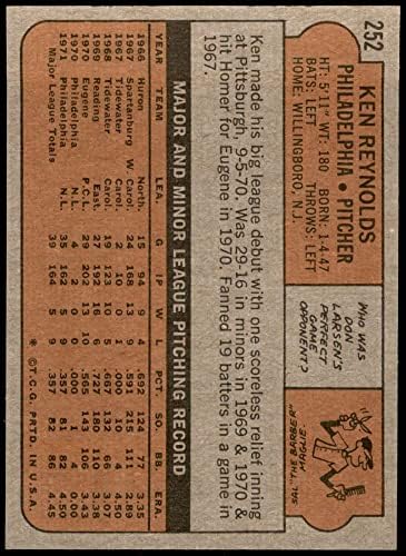 1972 Topps 252 Ken Reynolds Philadelphia Phillies (Baseball Kártya) NM/MT+ Phillies