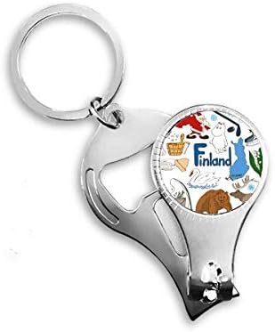 Finnország Landscap Állatok Nemzeti Zászló Köröm Zimankó Gyűrű Kulcstartó Sörnyitó Clipper