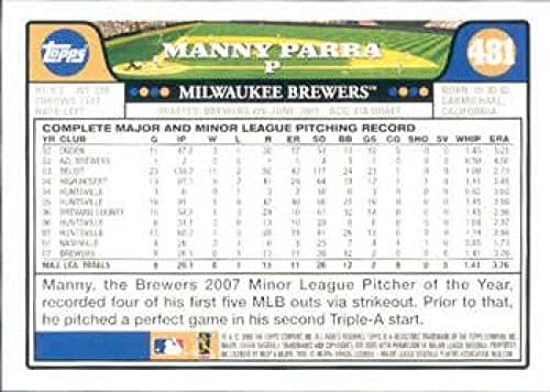2008 Topps 481 Manny Parra NMMT Brewers