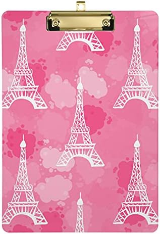 Eiffel-Torony, a Rózsaszín Műanyag Papírok 12 x 9, Stardard Letter Méretű Papírok Visszahúzódó Fém Klip