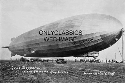 OnlyClassics 1929 GRAF Zeppelin Léghajó Kerek A Világ Repülés 8X12 Fotó Los Angeles-i Kalifornia