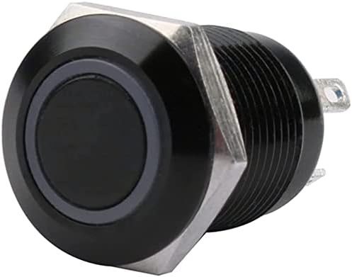 NUNOMO 12mm Vízálló Oxidált Fekete Fém Gomb, Kapcsoló, LED-es Lámpa Pillanatnyi Reteszelés PC hálózati